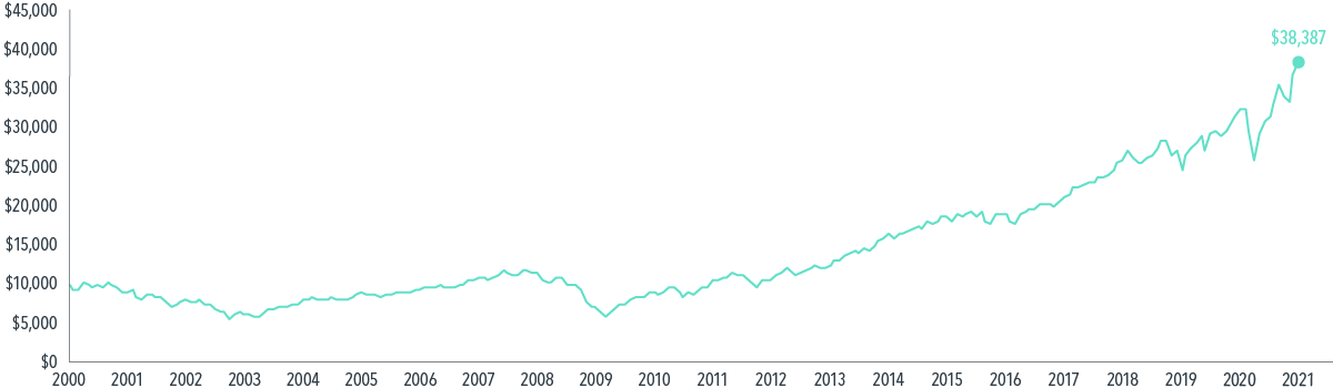 Hypothetical Growth of Wealth in the S&P 500 Index